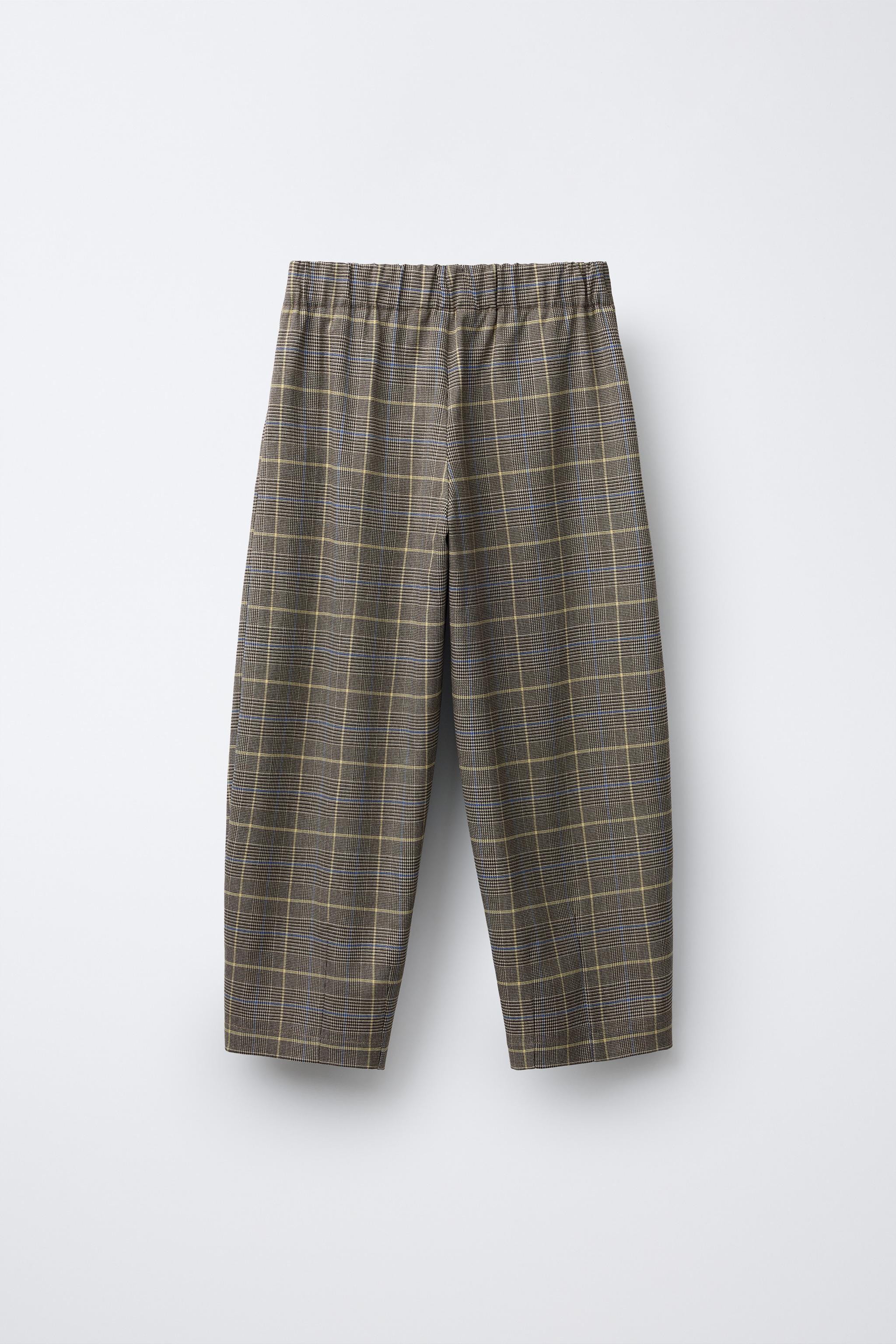 BARREL PLAID PANTS WITH DARTS